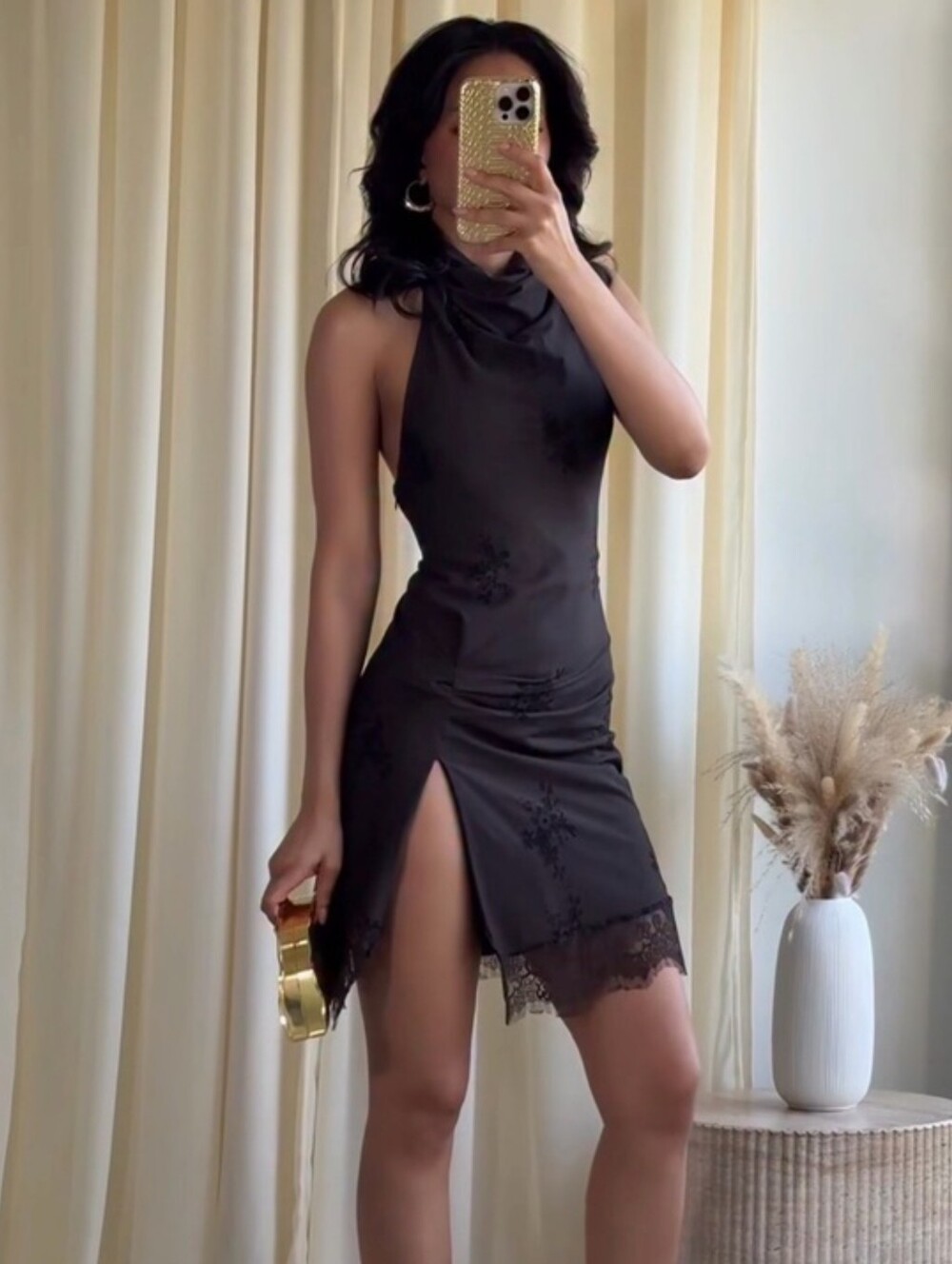 ZARA HALTER LINGERIE STYLE DRESS